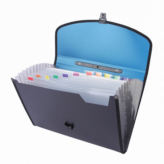 Saya Expanding Bag Duotone FS Size – 13-Part Indexed Dividers, Card Holder, and Index Tabs for Organized Storage (SY-704)