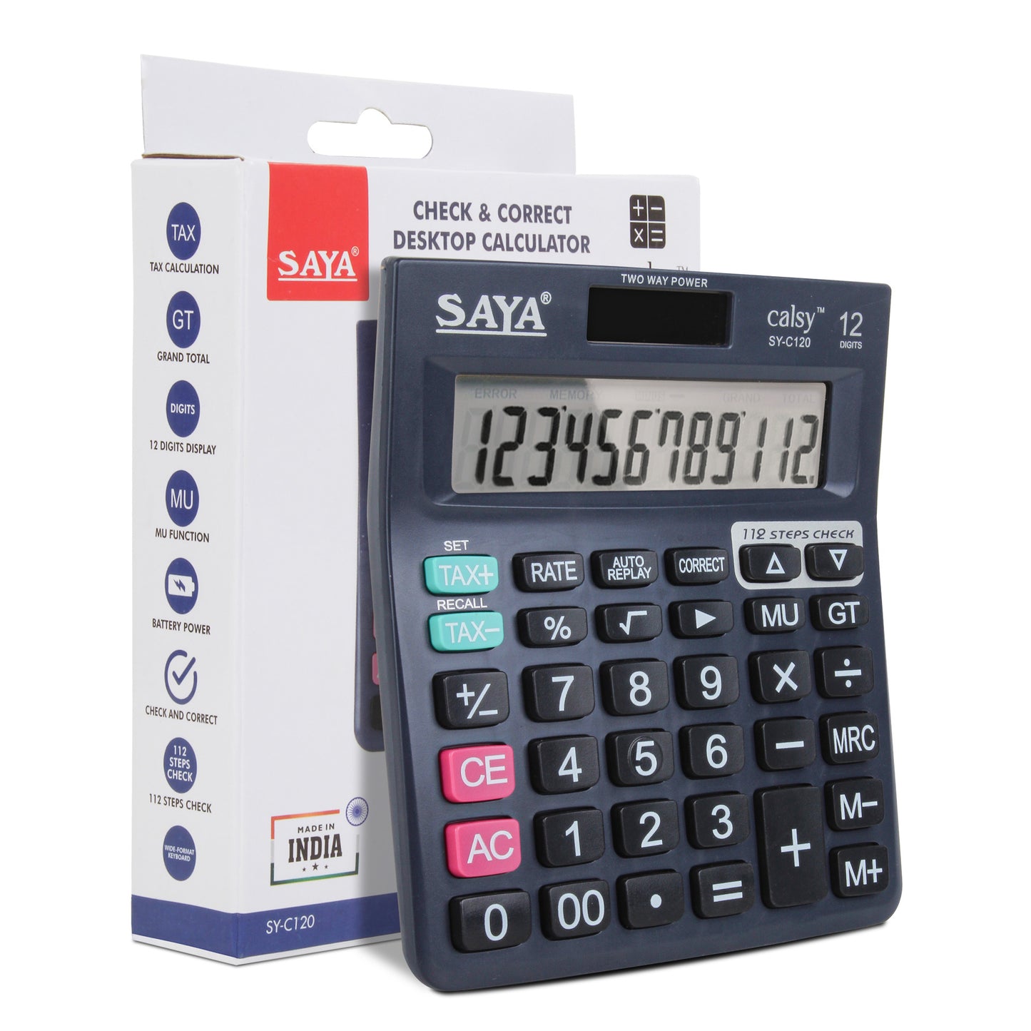 Saya Check & Correct Classic Desktop Calculator – Accurate, Reliable, and Easy to Use! (SY-C120)