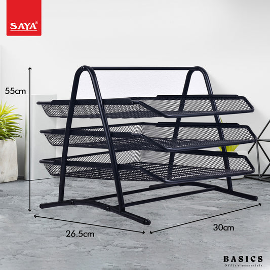 Saya 3-Tier Metal Mesh Document Tray – Durable and Stylish Organizer for Office Supplies (SY-146)