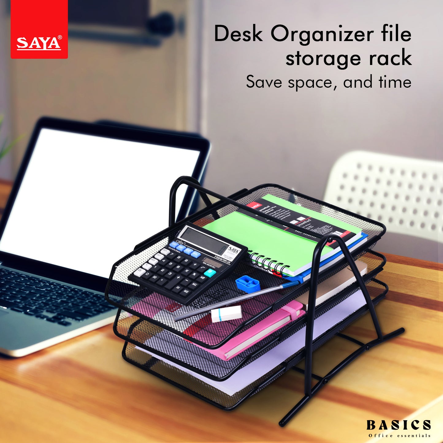 Saya 3-Tier Metal Mesh Document Tray – Durable and Stylish Organizer for Office Supplies (SY-146)