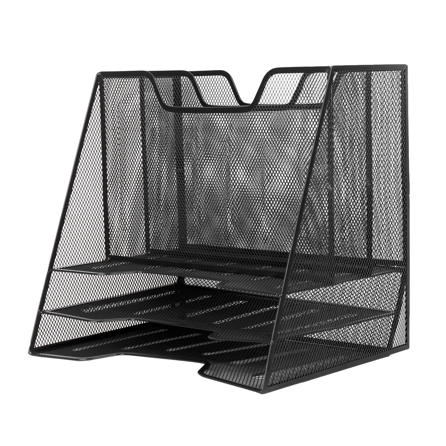 Metal Mesh 3-Tier Document Tray with Magazine Rack – Laser-Cut Design for Efficient Organization (SY-148)