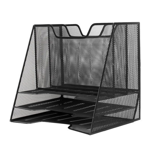 Metal Mesh 3-Tier Document Tray with Magazine Rack – Laser-Cut Design for Efficient Organization (SY-148)