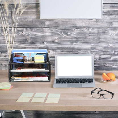 Metal Mesh 3-Tier Document Tray with Magazine Rack – Laser-Cut Design for Efficient Organization (SY-148)