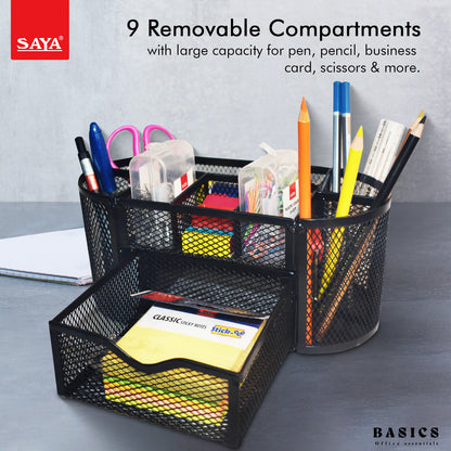 Saya 9-Compartment Metal Mesh Desk Organizer – Stylish and Durable Office Storage Solution (SY-150)