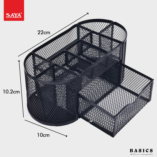 Saya 9-Compartment Metal Mesh Desk Organizer – Stylish and Durable Office Storage Solution (SY-150)