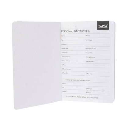 Saya Flexi Notebook A6 - Inside Pockets, Elastic Closure, High-Quality Bright Paper (SY-1703)