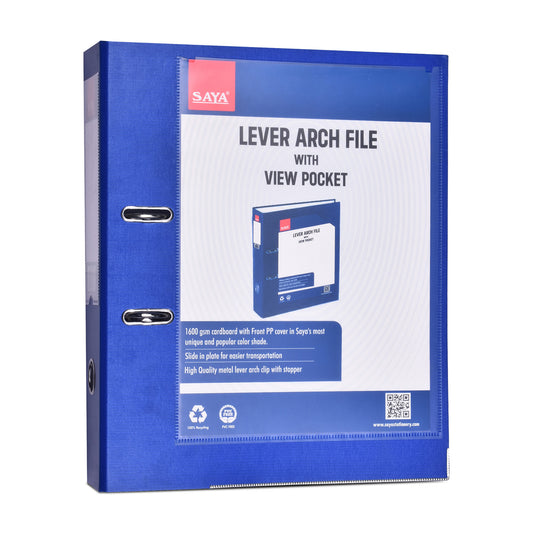 Saya View Lever Arch File – FS Size, PP + Cardboard, Front View Pocket, Spine Label (SY-901V)