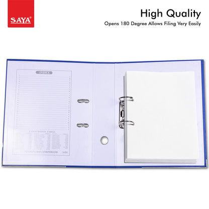 Saya View Lever Arch File – FS Size, PP + Cardboard, Front View Pocket, Spine Label (SY-901V)