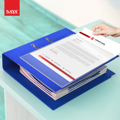 Saya View Lever Arch File – FS Size, PP + Cardboard, Front View Pocket, Spine Label (SY-901V)