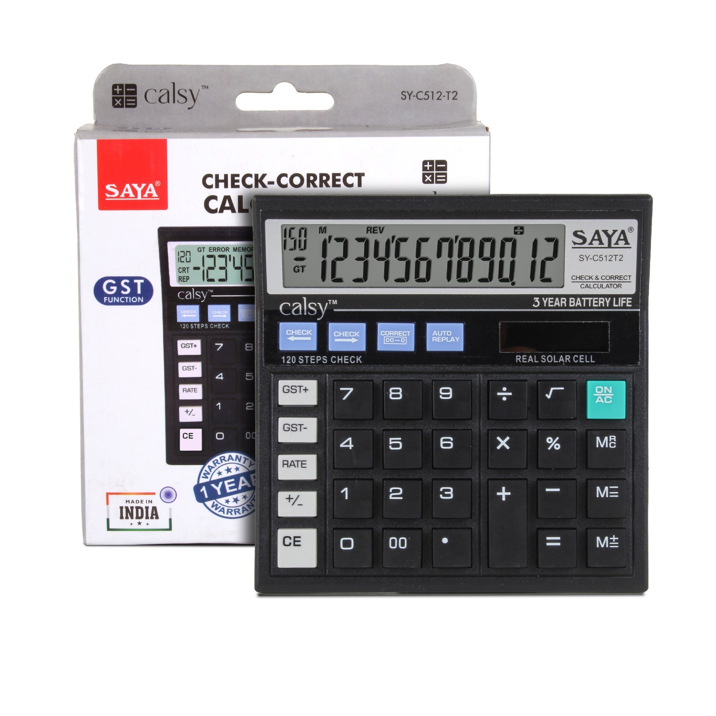 Saya Basic Check & Correct Desktop Calculator – Accurate and Easy-to-Use! (SY-C512)