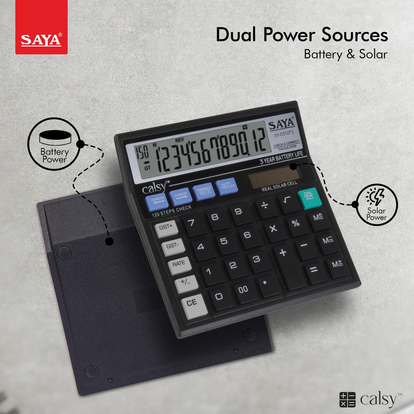 Saya Basic Check & Correct Desktop Calculator – Accurate and Easy-to-Use! (SY-C512)