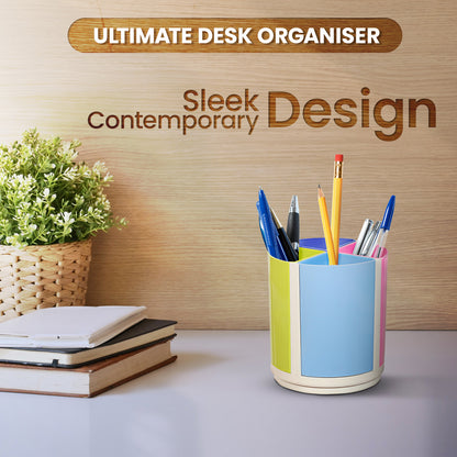 Saya Magic Pen Stand – 4-Compartment Rotatable, Detachable & Transformable Desk Organizer ( SY-PS04)